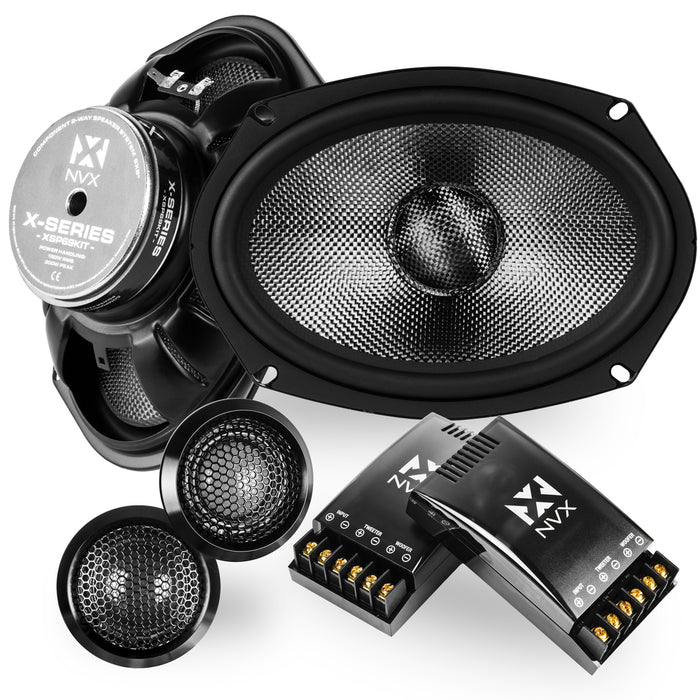 XSP69KIT 600W Peak (300W RMS) 6"x9" X-Series 2-Way Component Speakers with Carbon Fiber Cones and 25mm Silk Dome Tweeters