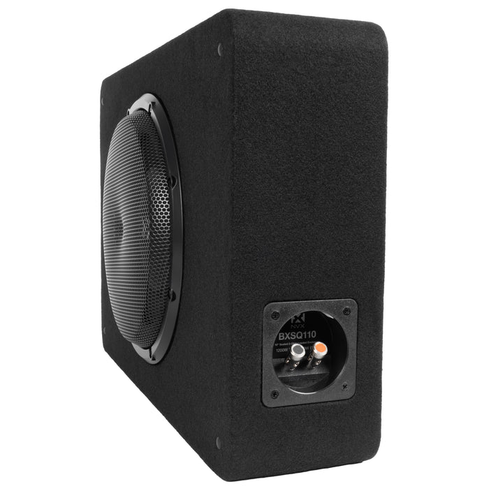 BXSQ110 1200W Peak (600W RMS) Sealed 2-Ohm Loaded Enclosure with Single 10" SQ-Series Shallow-Mount Subwoofer