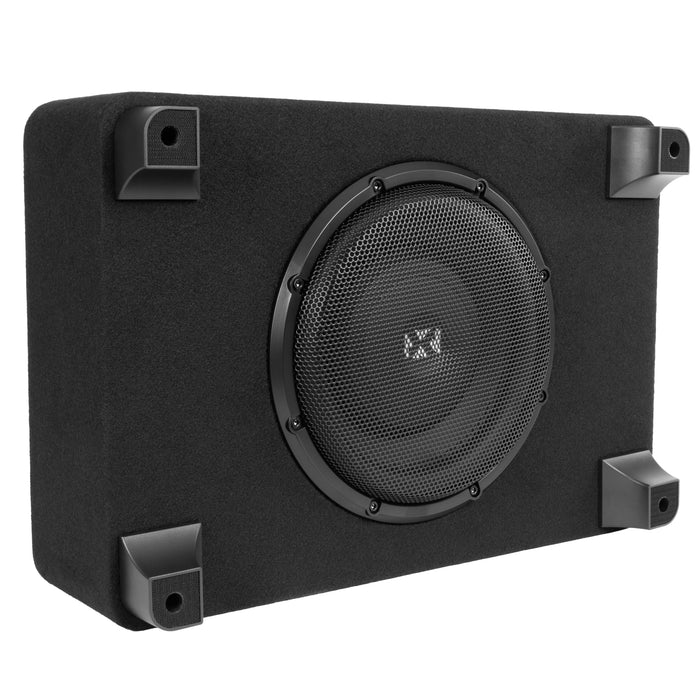 BXSQ110 1200W Peak (600W RMS) Sealed 2-Ohm Loaded Enclosure with Single 10" SQ-Series Shallow-Mount Subwoofer