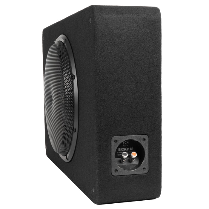BXSQ112 1200W Peak (600W RMS) Sealed 2-Ohm Loaded Enclosure with Single 12" SQ-Series Shallow-Mount Subwoofer