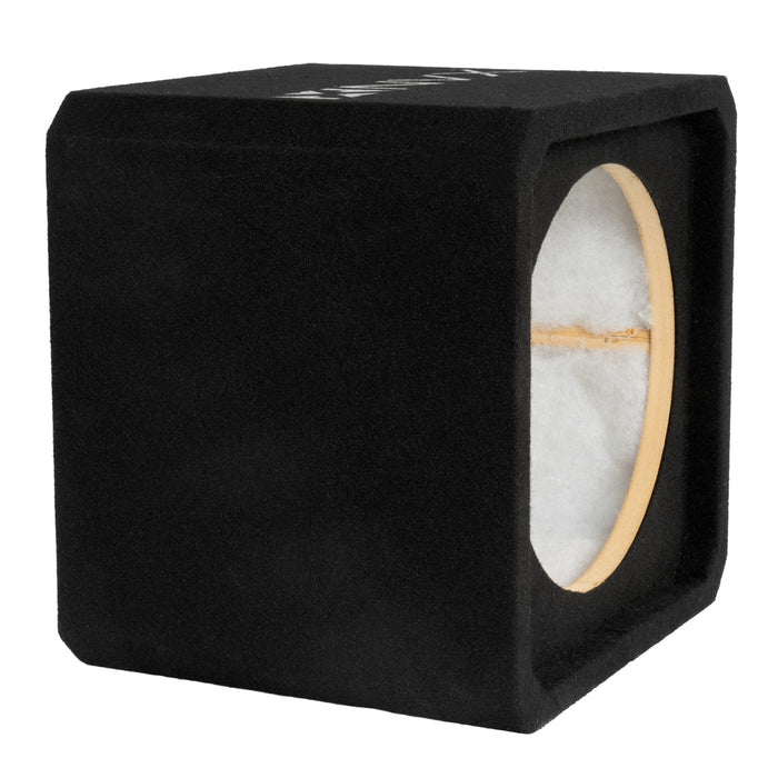 NE121S Single 12" Sealed 3/4" MDF Black Carpeted Subwoofer Enclosure – 1.0 Cu. Ft. with Polyfil and NVX Logo