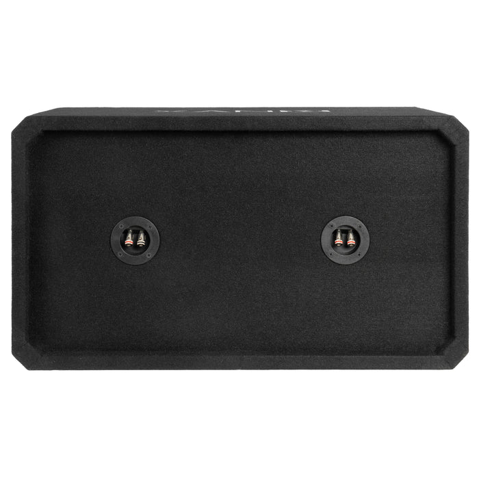 NE122S Dual 12" Sealed 3/4" MDF Black Carpeted Subwoofer Enclosure – 2.0 Cu. Ft. with Polyfil and NVX Logo