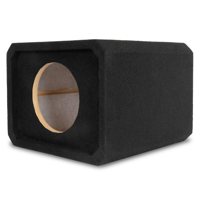 NE81P Single 8" Slot Ported 3/4" MDF Black Carpeted Subwoofer Enclosure – 0.75 Cu. Ft. with Polyfil and NVX Logo