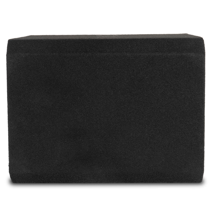 NE81P Single 8" Slot Ported 3/4" MDF Black Carpeted Subwoofer Enclosure – 0.75 Cu. Ft. with Polyfil and NVX Logo