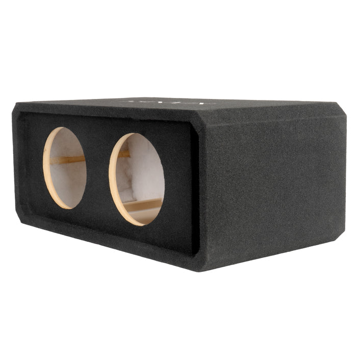 NE82P Dual 8" Slot Ported 3/4" MDF Black Carpeted Subwoofer Enclosure – 1.5 Cu. Ft. with Polyfil and NVX Logo