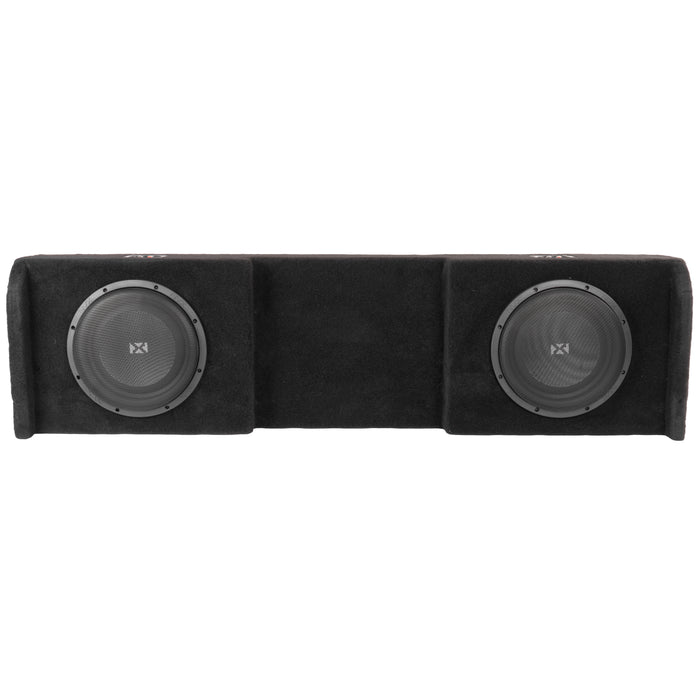 LVE-NIS-TTNCKCG1-D10S Custom Fit 700W RMS Dual 10" Loaded Subwoofer Enclosure for 2004-2018 Nissan Titan Crew and King Cab Trucks