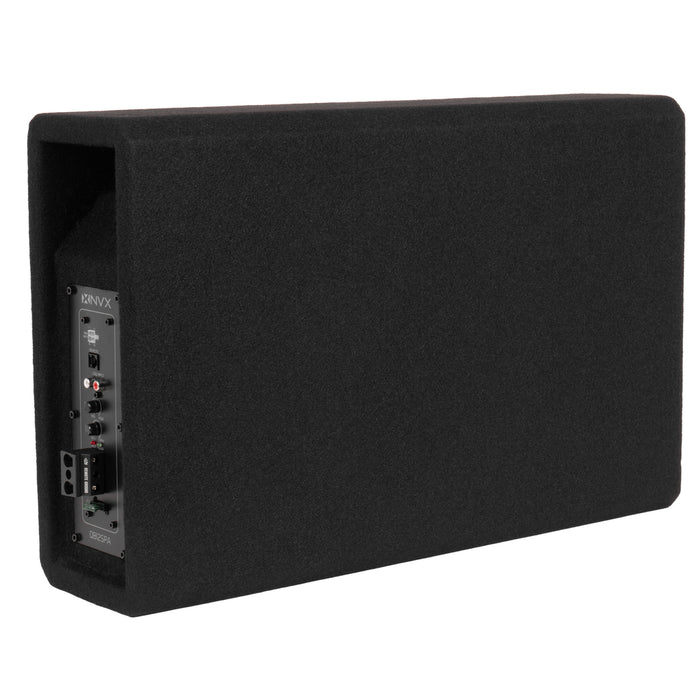 QB12SPA 1200W Peak (350W RMS) Single 10" Amplified Ported Loaded Subwoofer Enclosure with Remote Bass Knob and Amplifier Wiring Kit