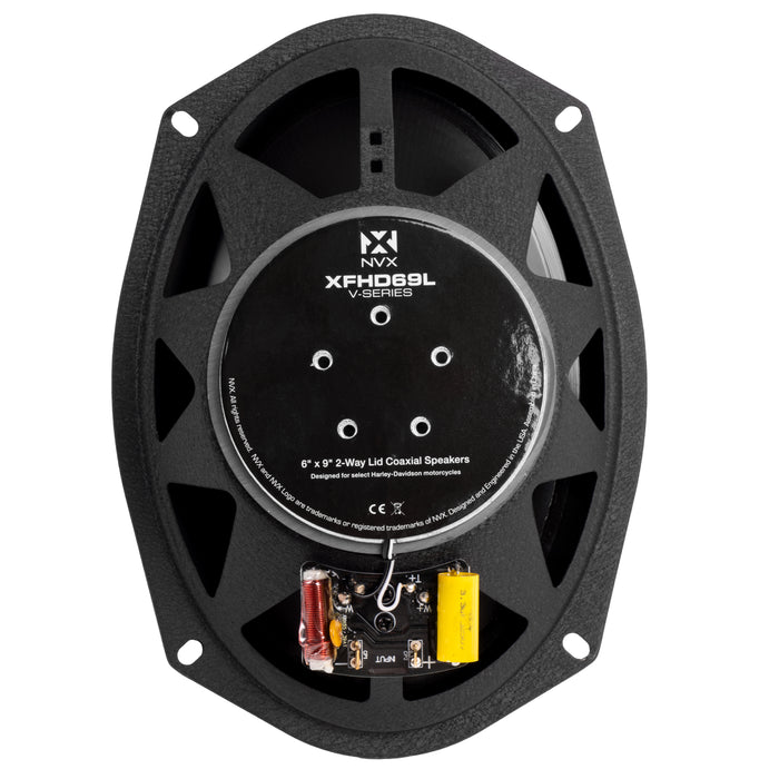 XFHD69L 800W Peak (400W RMS) 6x9" XF-Series 2-Ohm Aftermarket Saddlebag Lid Speakers for Select 1998-up Harley Davidson Motorcycles