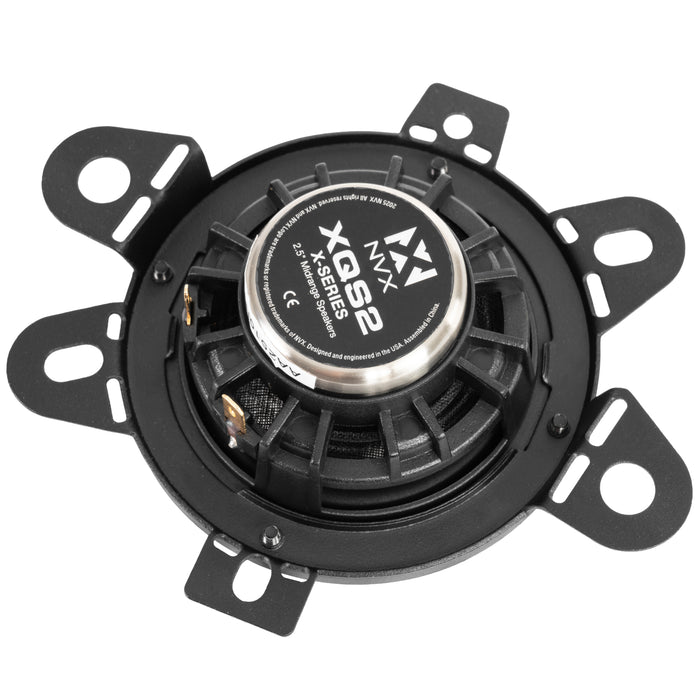 XQS2 200W Peak (100W RMS) 2.5" X-Series NEO Midrange Speakers with adapters for select GM, Mopar, Toyota, Subaru and Mercedes vehicles