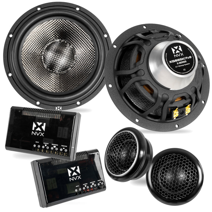 XQS65KITv2 600W Peak (300W RMS) 6.5" X-Series 2-Way Component Speaker System with Carbon Fiber Cones and 30mm Silk Dome Tweeters